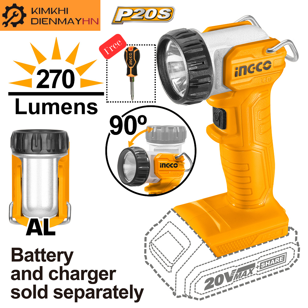 Đèn pin làm việc cầm tay dùng pin INGCO CWLI2038