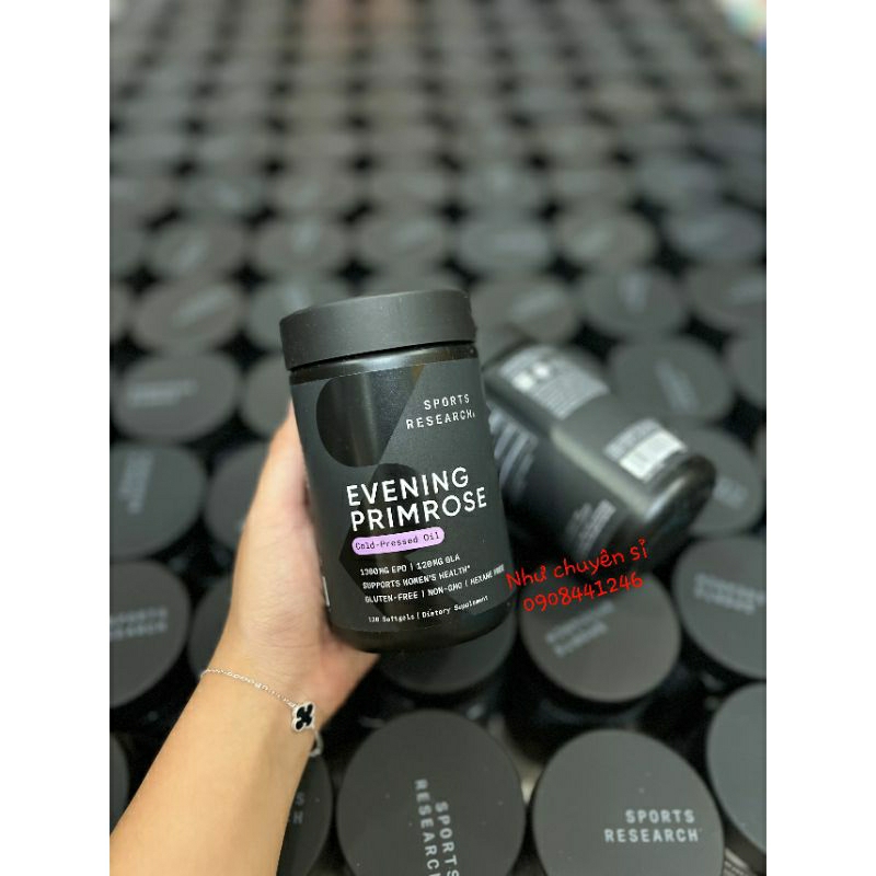 (Hàng chuẩn Auth) - tinh dầu hoa anh thảo Sports Research 1300mg Mỹ evening primrose SR hộp 120 viên