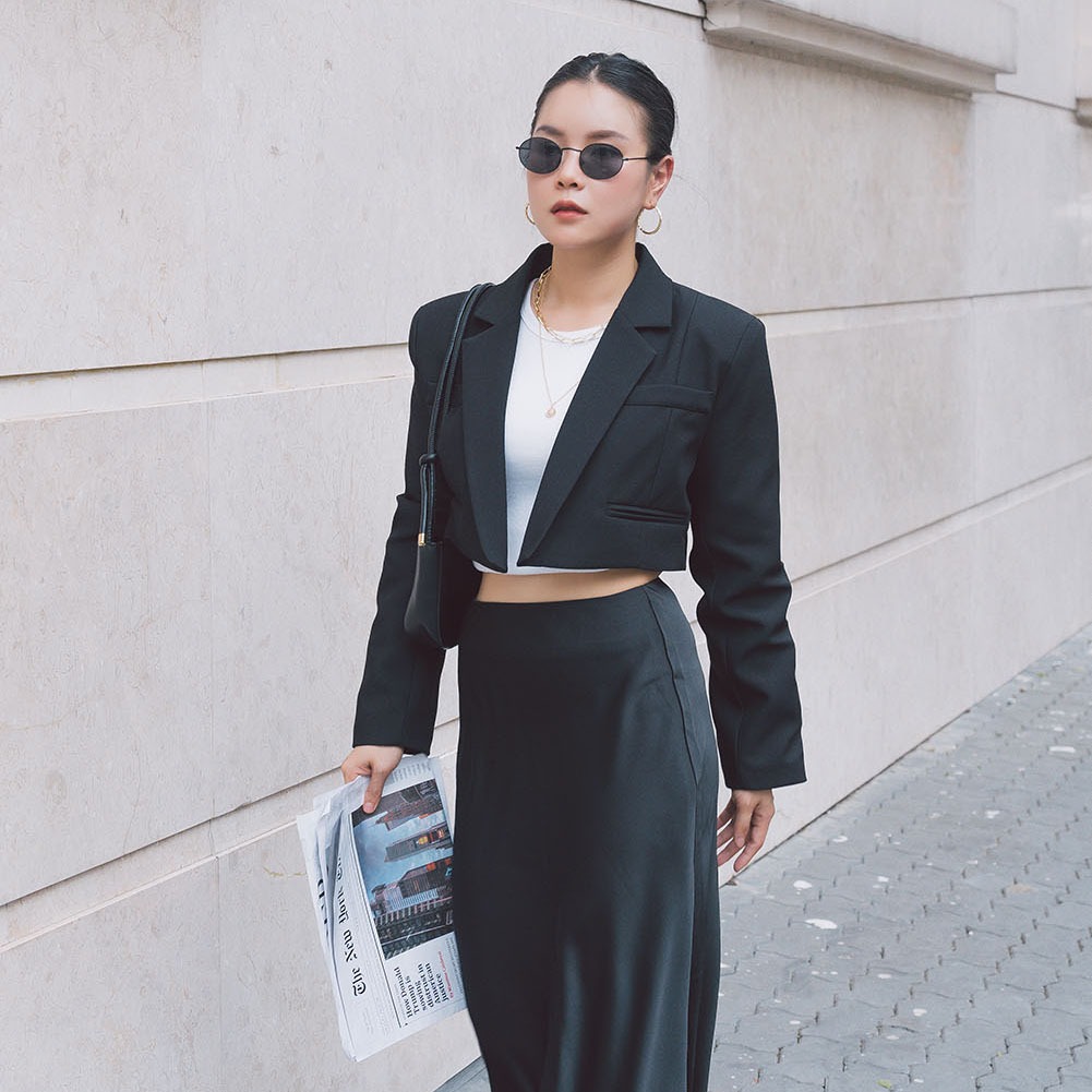 Chân váy dài lụa nhún nhà MEO