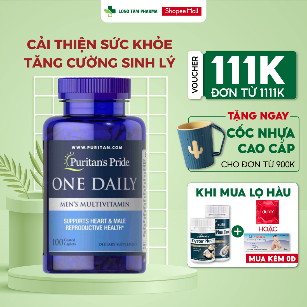 Vitamin tổng hợp cho nam Puritan's Pride One Daily Men's Mutivitamin tăng sức khỏe cho phái mạnh 100 viên của Mỹ