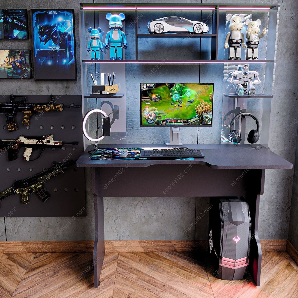 Bàn Đa Năng Kết Hợp Kết Sách Tròn Xoay và Kệ Mica EHOME Hiện Đại Thông Minh Gỗ Mdf ET Lite