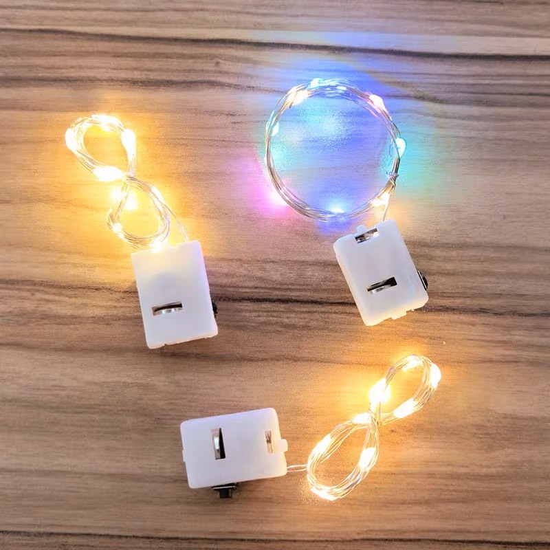 Đèn dây led đom đóm sẵn pin 1m, 2m dùng trang trí hoa ,quà
