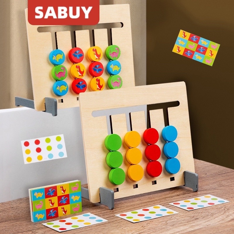 Đồ Chơi Montessori Gỗ thông minh cho bé, Đồ Chơi Luyện Tính Thông Minh Logic Lắp Ghép Theo Theo Thẻ