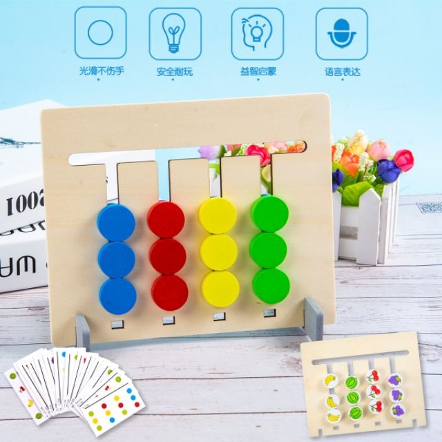 Đồ Chơi Montessori Gỗ thông minh cho bé, Đồ Chơi Luyện Tính Thông Minh Logic Lắp Ghép Theo Theo Thẻ