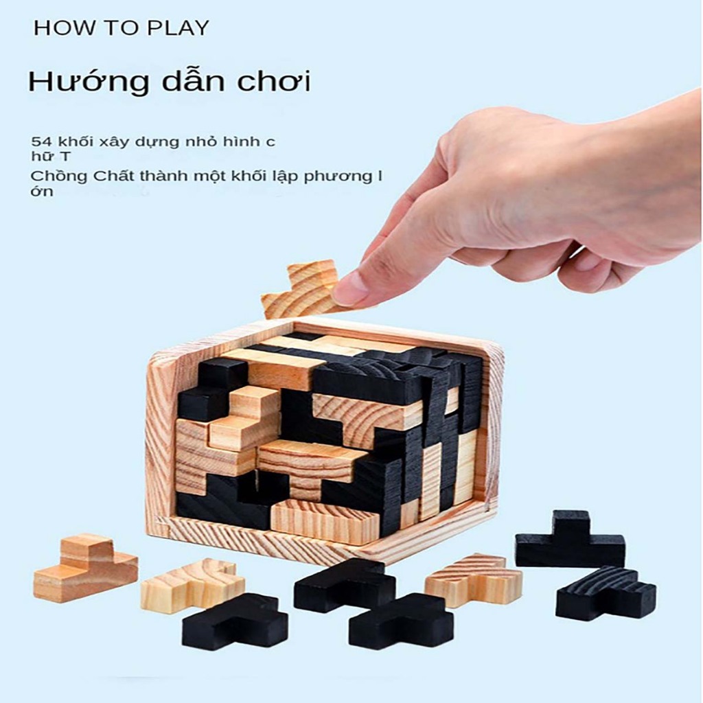 Đồ Chơi Xếp Hình Gỗ Cube Đồ Chơi Xếp Gạch Montessori Cho Bé Thông Minh Và Rèn Luyện Tính Kiên Nhẫn