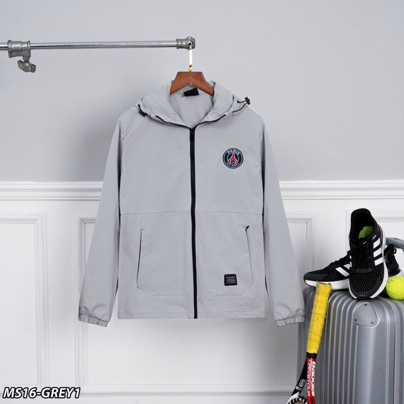 Áo khoác gió nam lót nỉ PR, áo khoác gió có mũ from suông cao cấp