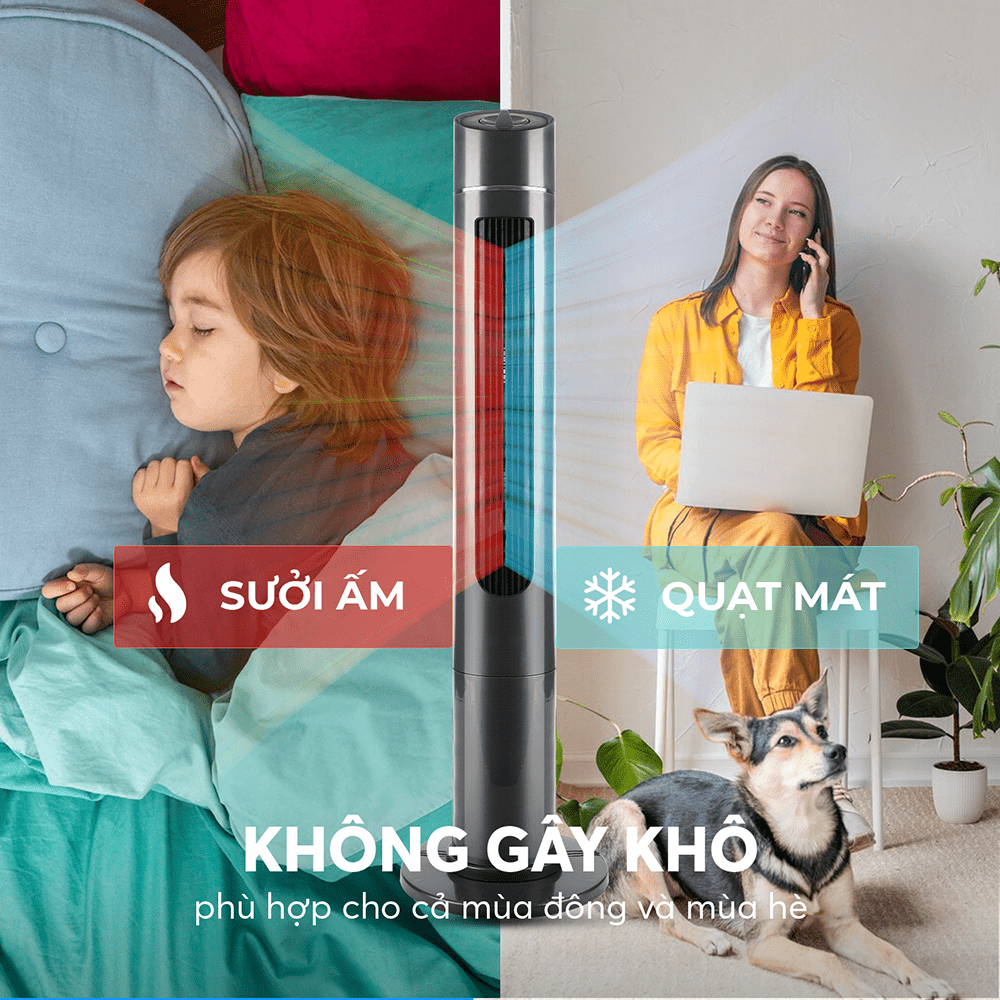 Quạt sưởi gốm Elmich THE 3934 2000W 2 chế độ sưởi chính hãng bảo hành 2 năm