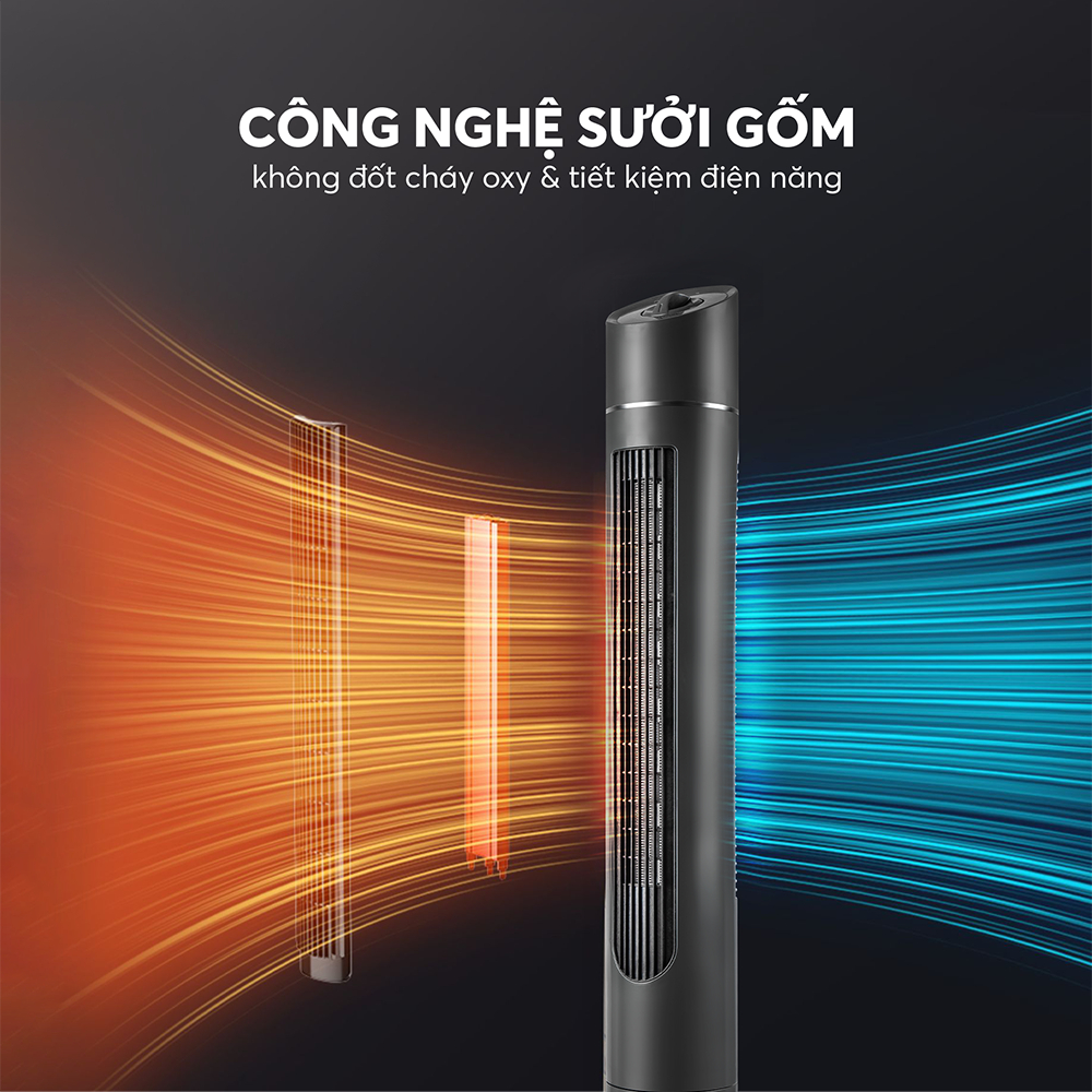Quạt sưởi gốm Elmich THE 3934 2000W 2 chế độ sưởi chính hãng bảo hành 2 năm