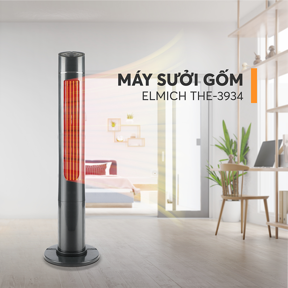 Quạt sưởi gốm Elmich THE 3934 2000W 2 chế độ sưởi chính hãng bảo hành 2 năm