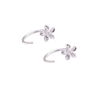Khuyên tai bạc nữ TWINKLE TIME hoa sứ mini dáng cong xinh xắn TT240