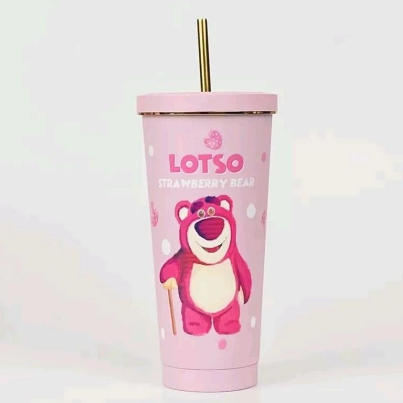 LY GIỮ NHIỆT GẤU DÂU CUTE LÀM TỪ INOX 304 CAO CẤP