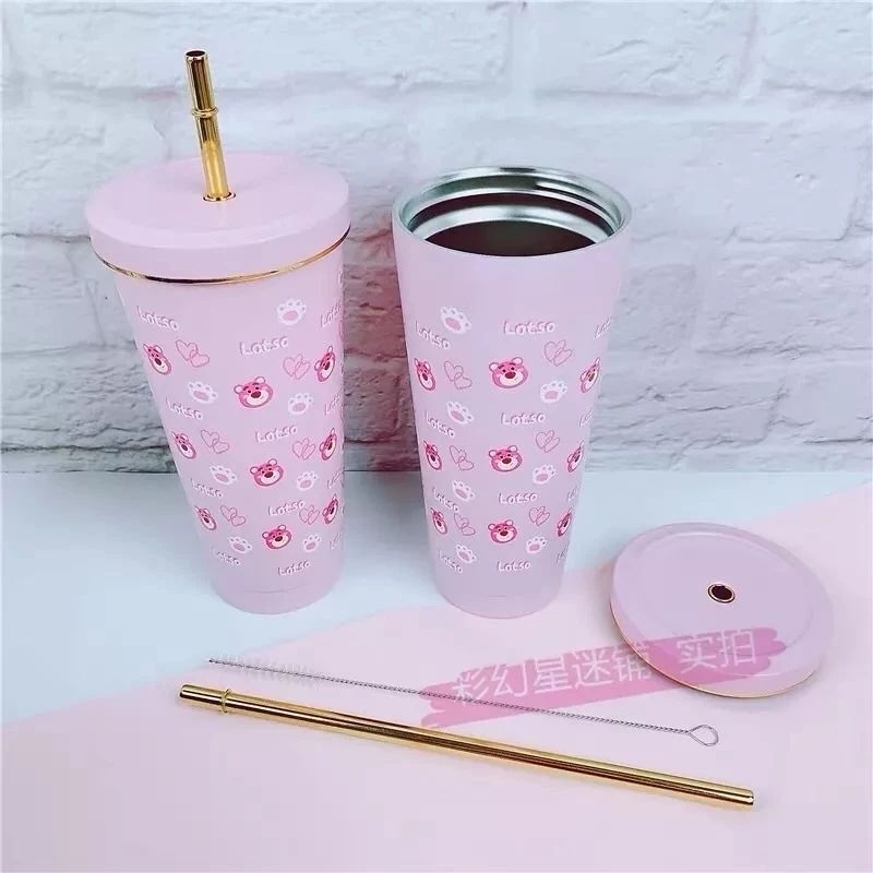 LY GIỮ NHIỆT GẤU DÂU CUTE LÀM TỪ INOX 304 CAO CẤP