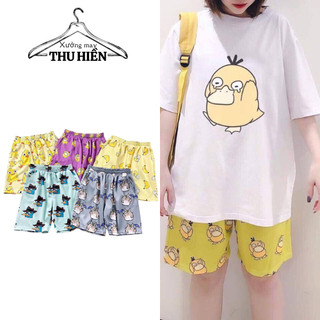 Quần short nam nữ ống rộng họa tiết cartoon thời trang unisex/ Quần đùi lửng in hoạt hình kute_xuongmaythuhien