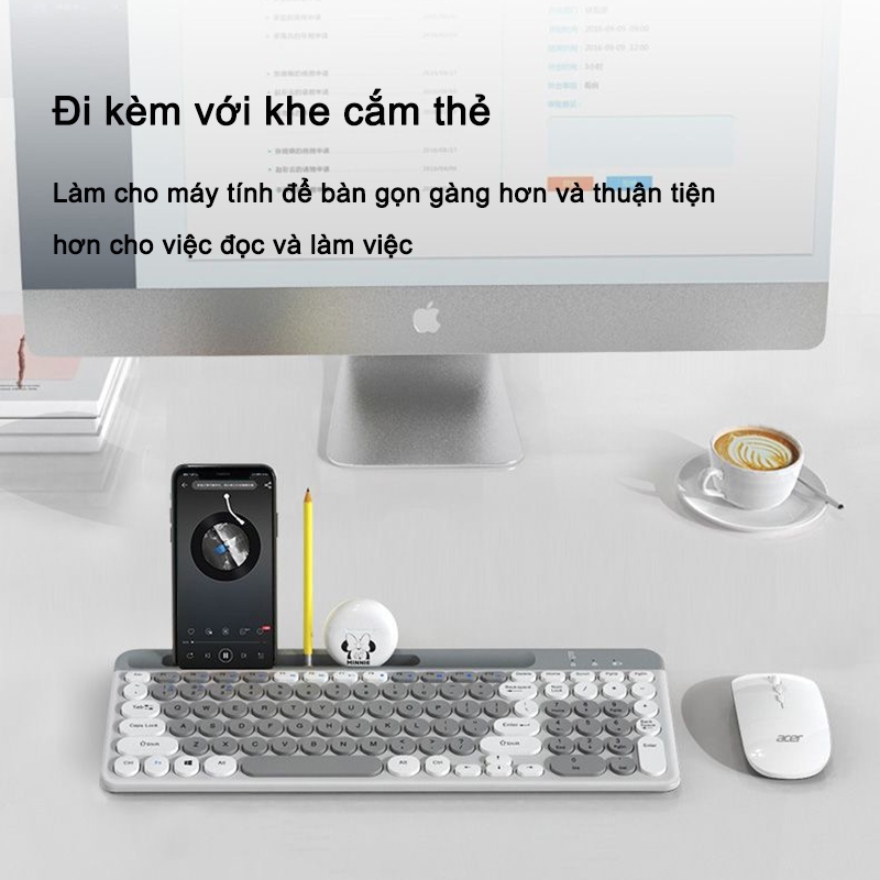 Bộ bàn phím và chuột không dây Acer Chế độ kép 2.4G + Bluetooth 5.0 Thích hợp làm văn phòng công ty và giải trí