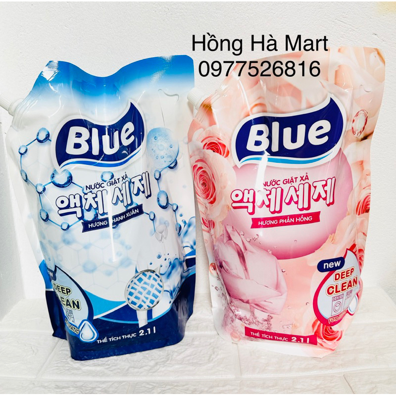 Túi Nước Giặt Xả Hàn Quốc Blue 2kg Lưu Hương Đậm Sâu,Mềm Vải & Giữ Màu Quần Áo và Không Kích Ứng Da.