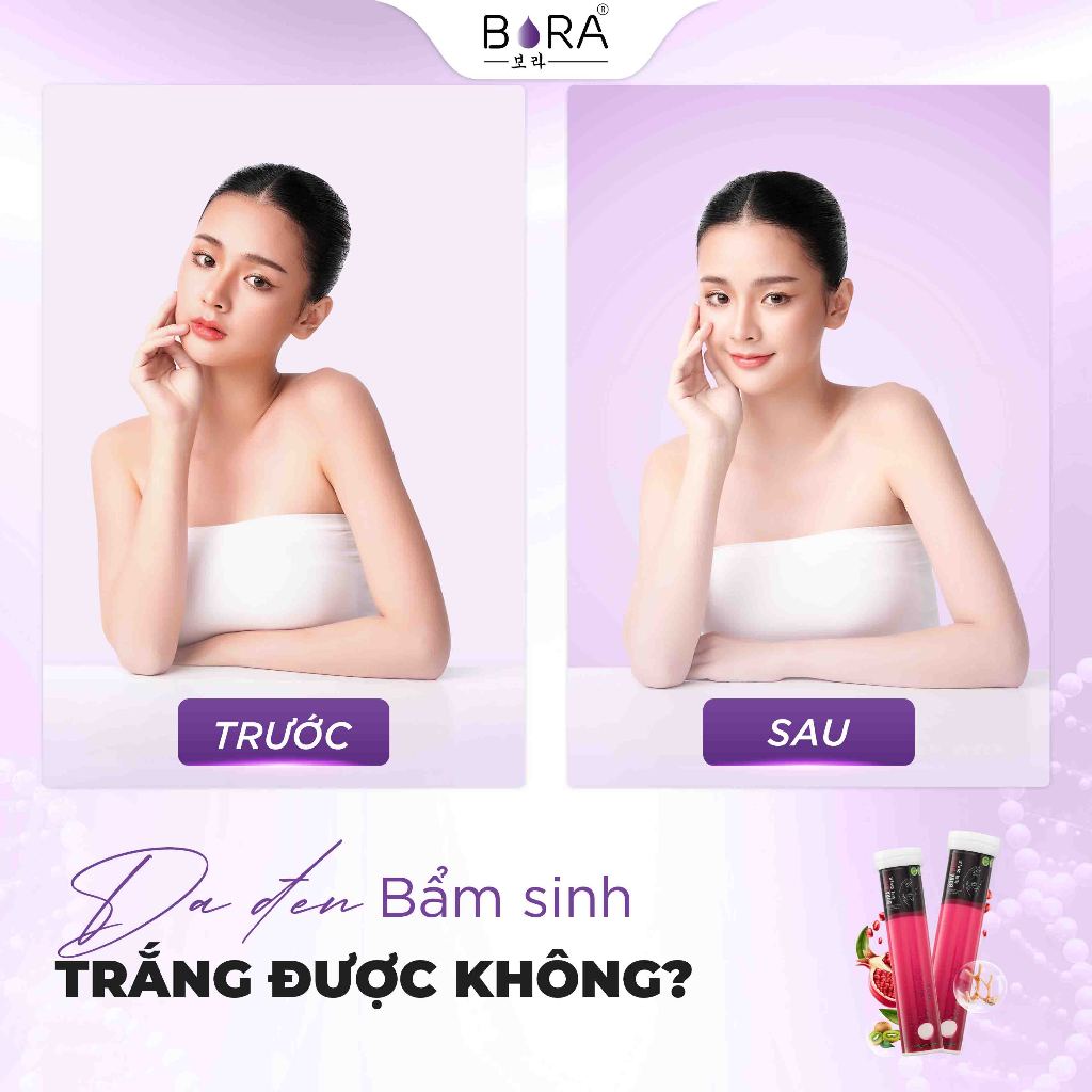 ( DATE 03/2025 )COMBO 5 Viên Sủi Trắng Da Mờ Nám BORA WHITE Công Nghệ Hàn Quốc Lọ 20 viên