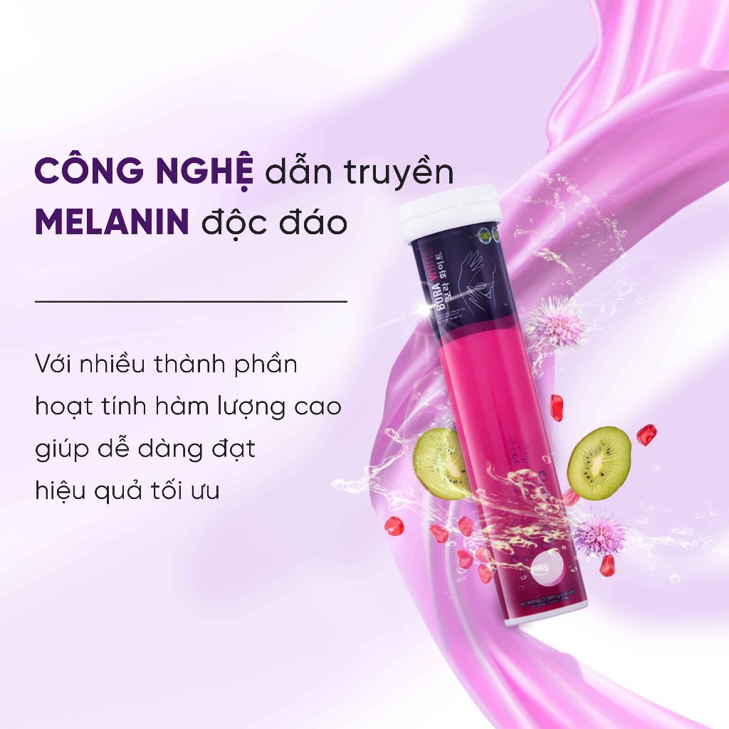 ( DATE 03/2025 )COMBO 5 Viên Sủi Trắng Da Mờ Nám BORA WHITE Công Nghệ Hàn Quốc Lọ 20 viên