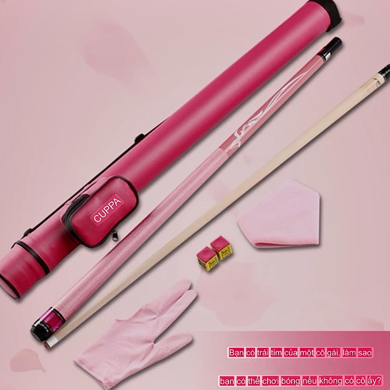 Cơ bida Cuppa Pink Hồng S9 Chính hãng tặng kèm phụ kiện hãng