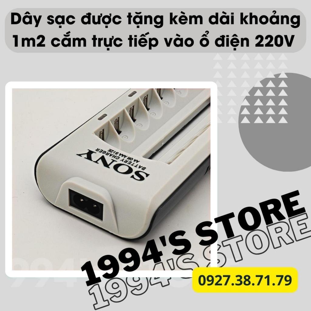 Bộ sạc pin tiểu, pin đũa AA, AAA Sony - Sạc nhanh cùng lúc 8 pin cho micro karaoke, remote tivi, đồ chơi, chuột máy tính