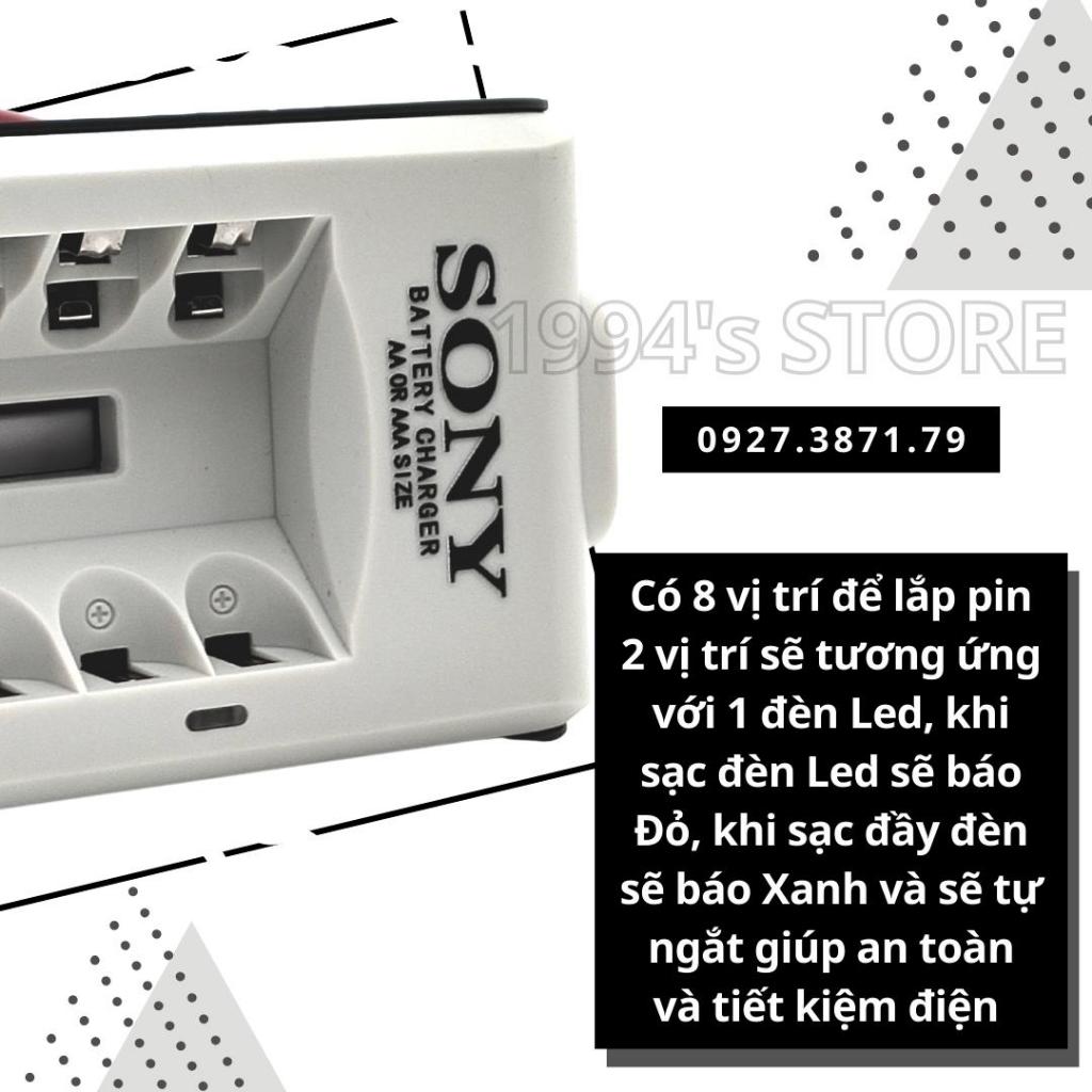 Bộ sạc pin tiểu, pin đũa AA, AAA Sony - Sạc nhanh cùng lúc 8 pin cho micro karaoke, remote tivi, đồ chơi, chuột máy tính