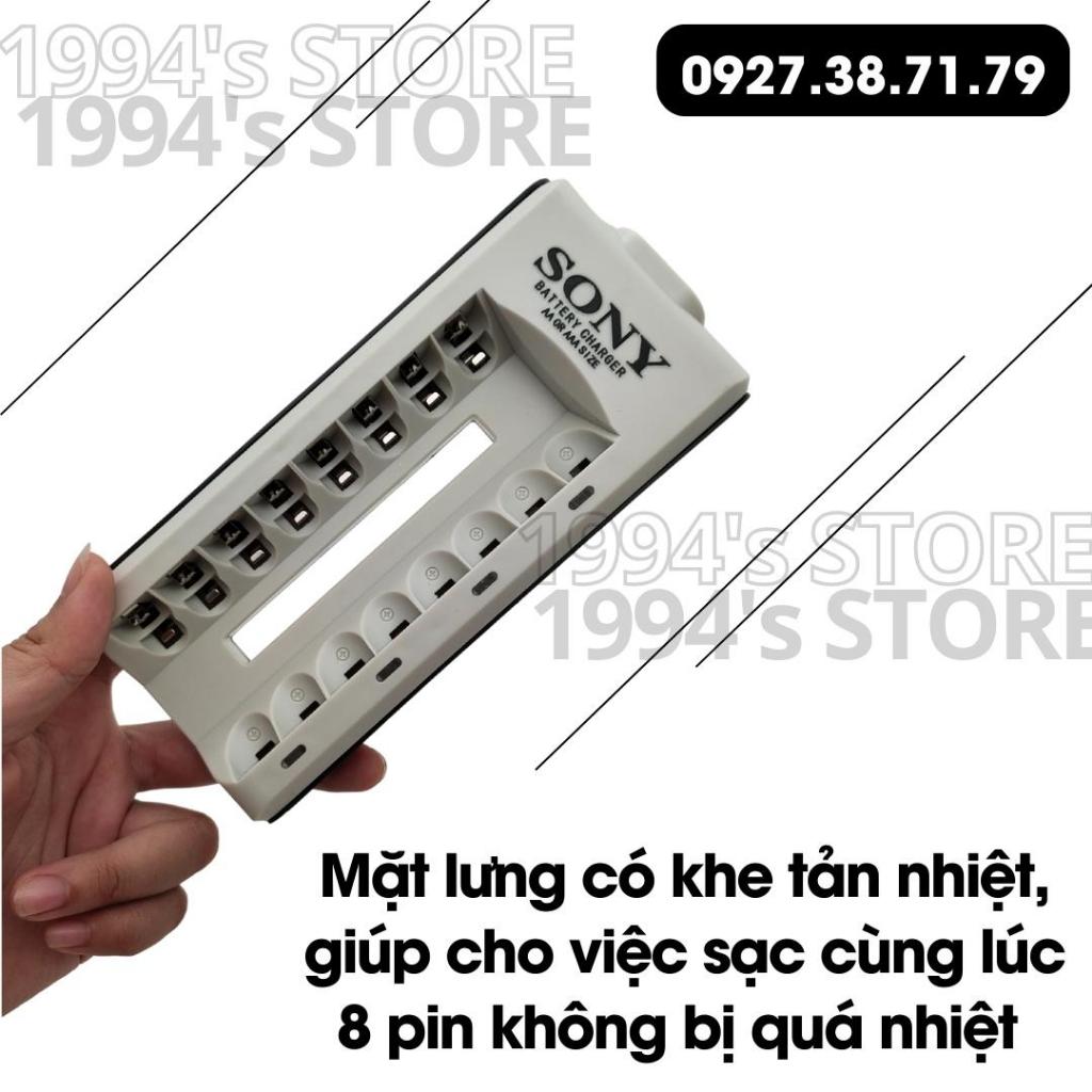 Bộ sạc pin tiểu, pin đũa AA, AAA Sony - Sạc nhanh cùng lúc 8 pin cho micro karaoke, remote tivi, đồ chơi, chuột máy tính