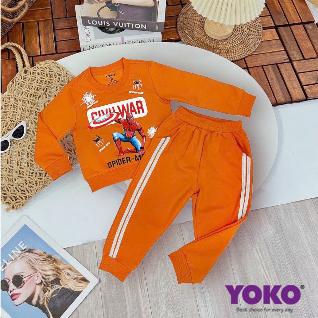 Bộ Quần Áo Dài Tay Yoko Chất Liệu Cotton Da Cá Cho Bé Trai 10-30kg Y2310CIV08