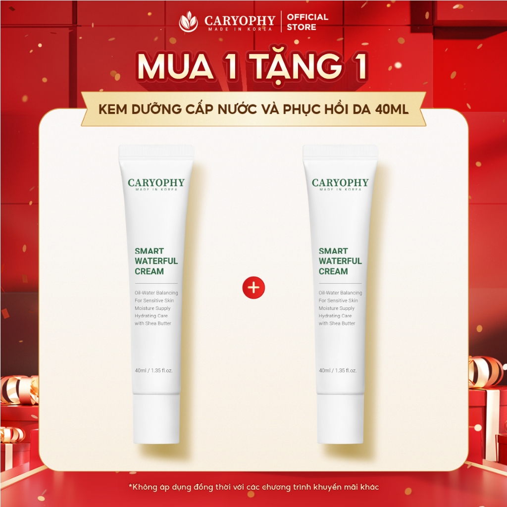 MUA 1 TẶNG 1 kem dưỡng cấp nước phục hồi da Caryophy Smart Waterful Cream 40ml