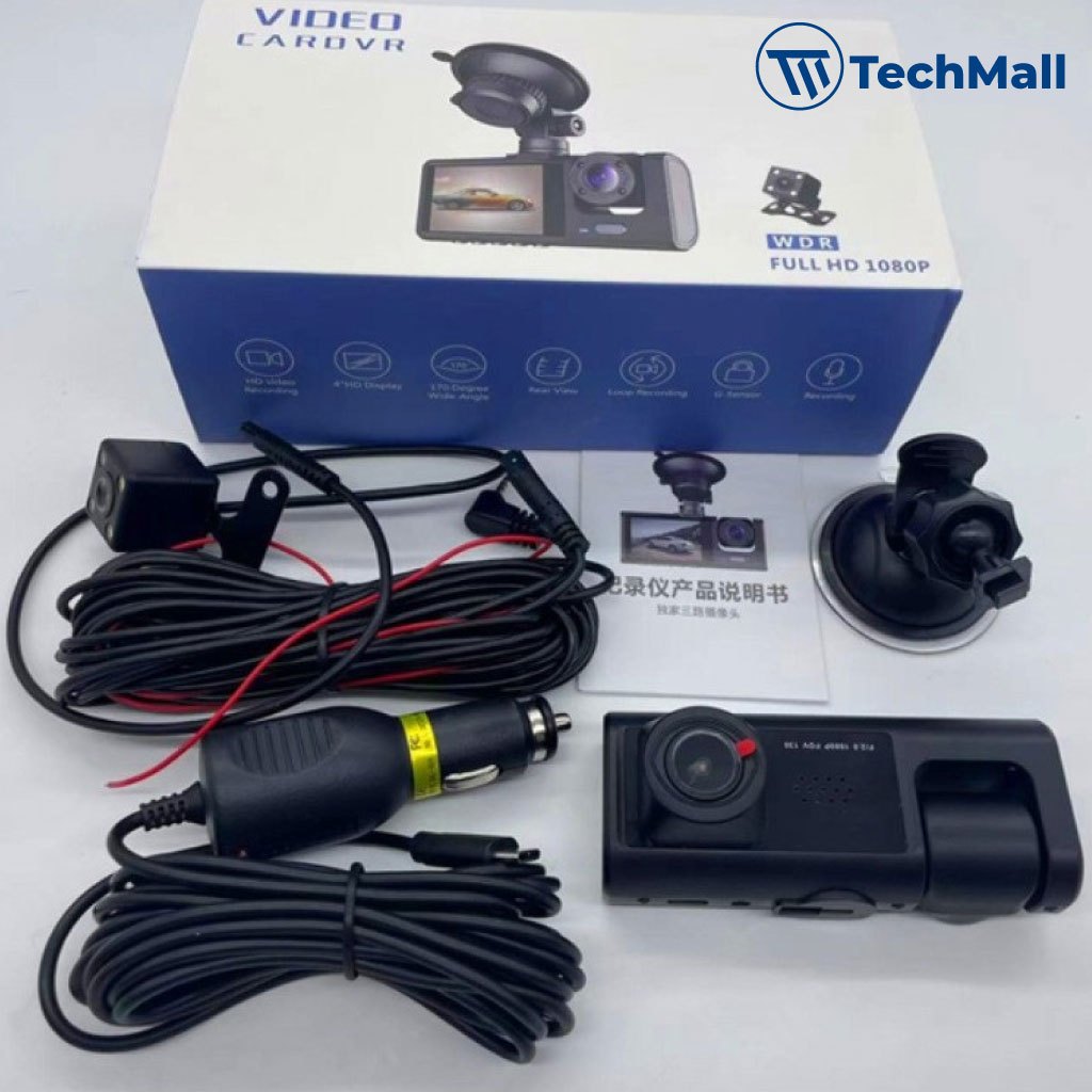 Camera hành trình ô tô C3, quay trước trong và sau xe, tích hợp wifi cảm biến, va chạm chống rung, tặng thẻ nhớ 32Gb