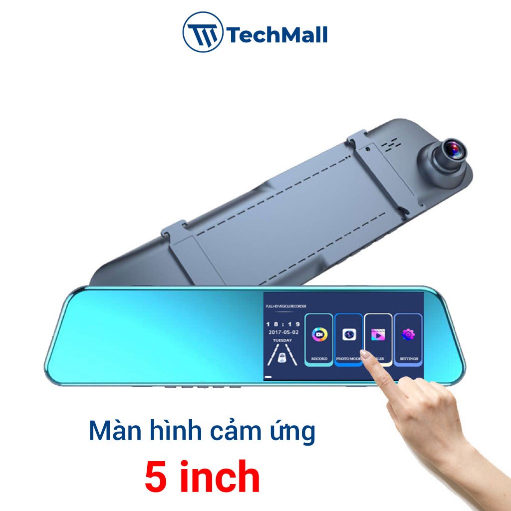 Camera Hành Trình Ô Tô M5 Màn Hình Cảm Ứng Dạng Gương, Tích hợp Cam Lùi Dây 6m, Phù Hợp Nhiều Dòng Xe, Tặng kèm thẻ nhớ