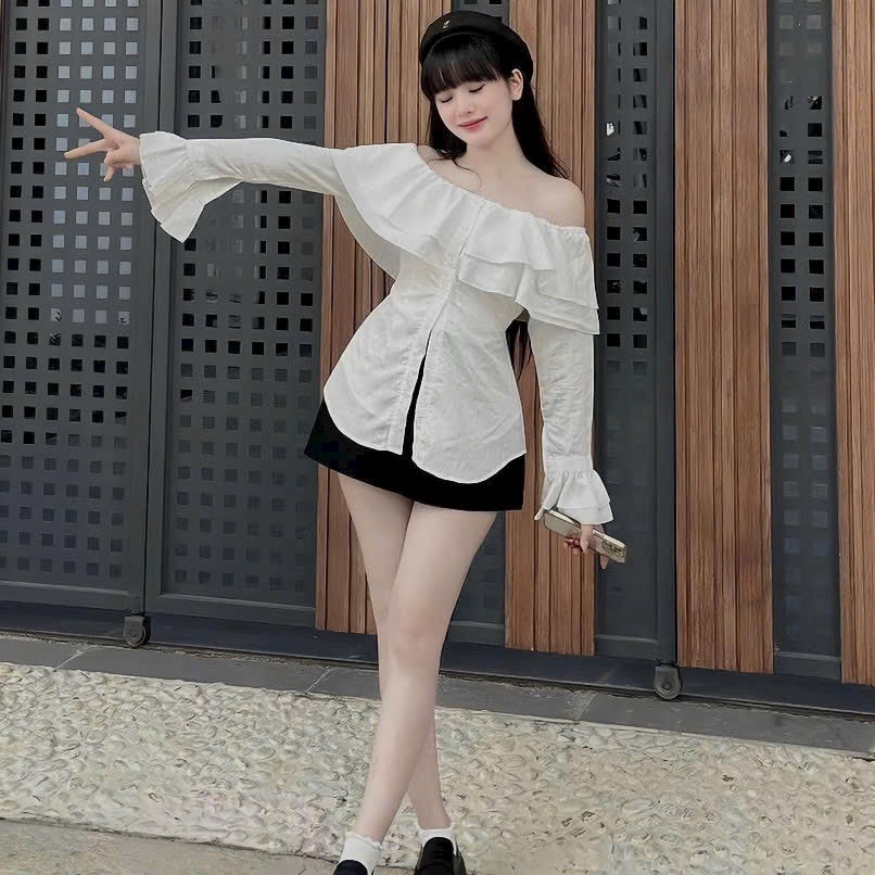 Set Trễ Vai Tay Dài Chân Váy Ngắn Bigsize