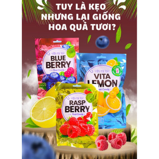 Kẹo trái cây cw vị mâm xôi | việt quất | vitamin c chanh 100g