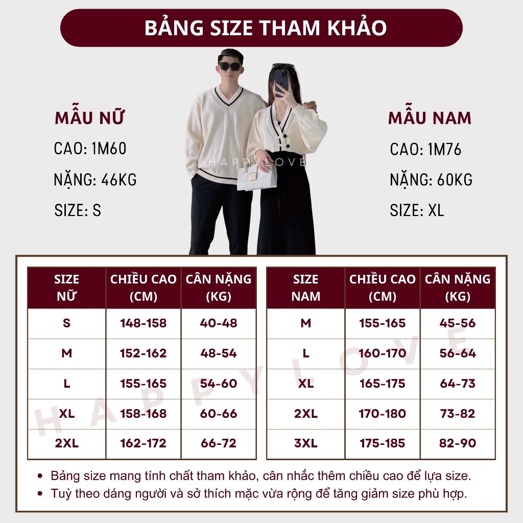 Đồ đôi nam nữ set couple áo len nam cổ tim đầm nữ hai món croptop HAPPYLOVE màu be kem cho cặp đôi M135