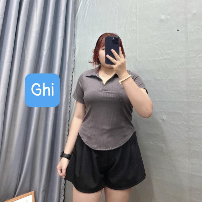 Áo Polo nữ freesize đến bigszie chất thun gân tắm co giản thoáng mát hút mồ hôi tay ngắn vạt bầu - G120