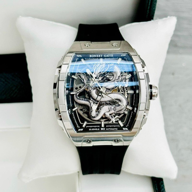 Đồng Hồ Nam Đồng Hồ BONEST GATTI  BG5606  Máy Cơ  Mặt Siz 45mm Dây Cao Su Đen