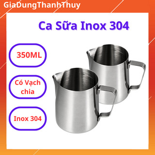 Ca đánh sữa inox có vạch chia, ca sữa inox 350ml