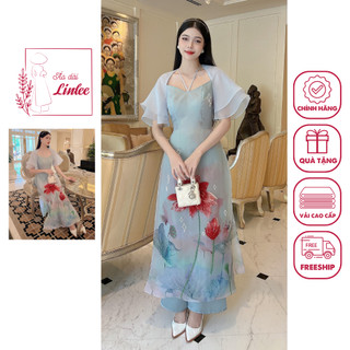 Áo dài nữ chất liệu organza cao cấp đính kết hoa nổi - Áo Dài Linlee - AD5