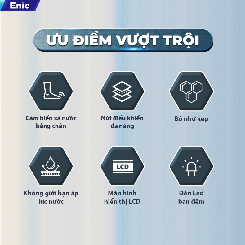Bồn cầu thông minh Enic Smart X06,cảm biến xả nước siêu nhạy,điều khiển từ xa, chất liệu men nano vi tinh thể.