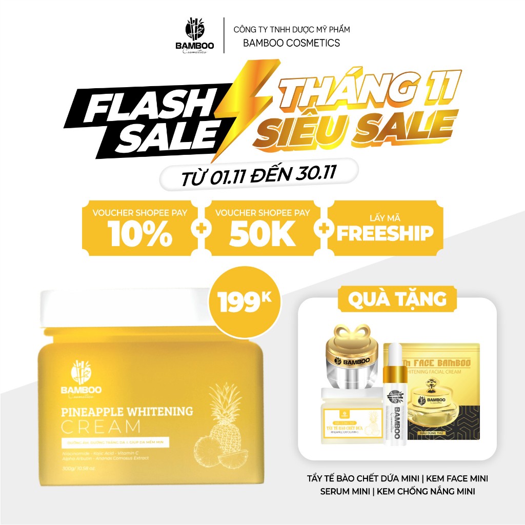 Kem Body dưỡng trắng da toàn thân Pineapple Whitening Cream hũ 150g