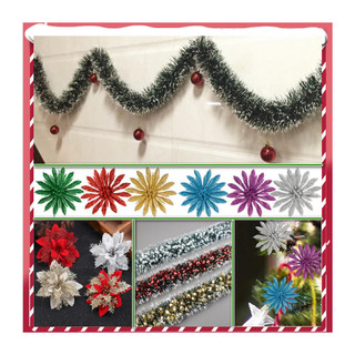 Dây trang trí noel giáng sinh đuôi chồn vui nhộn xanh - trắng