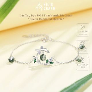  Lắc tay bạc nữ S925 thạch anh tóc xanh mệnh Mộc đá năng lượng chữa lành năng lượng freesize - KiligCharm KC13 
