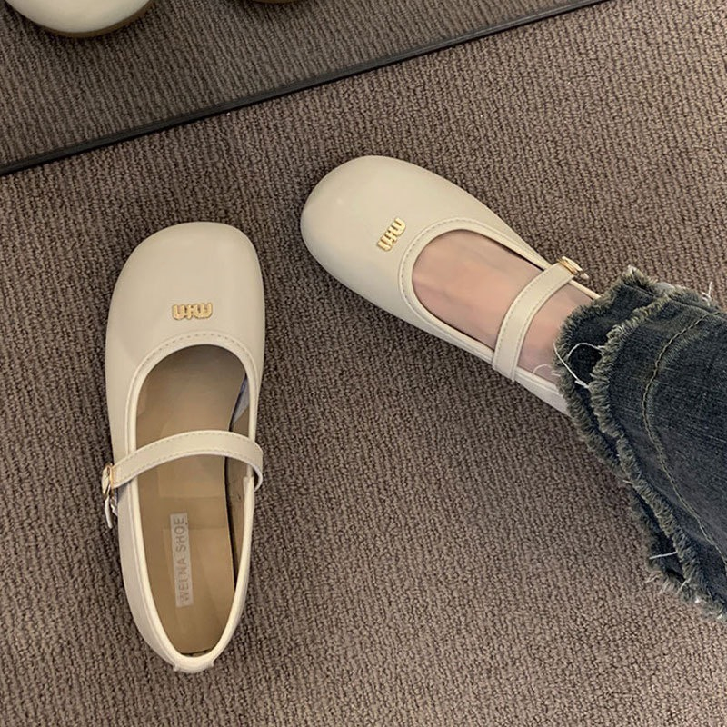 Giày bệt mũi tròn nữ chất da pu 2 màu cực êm mã B22