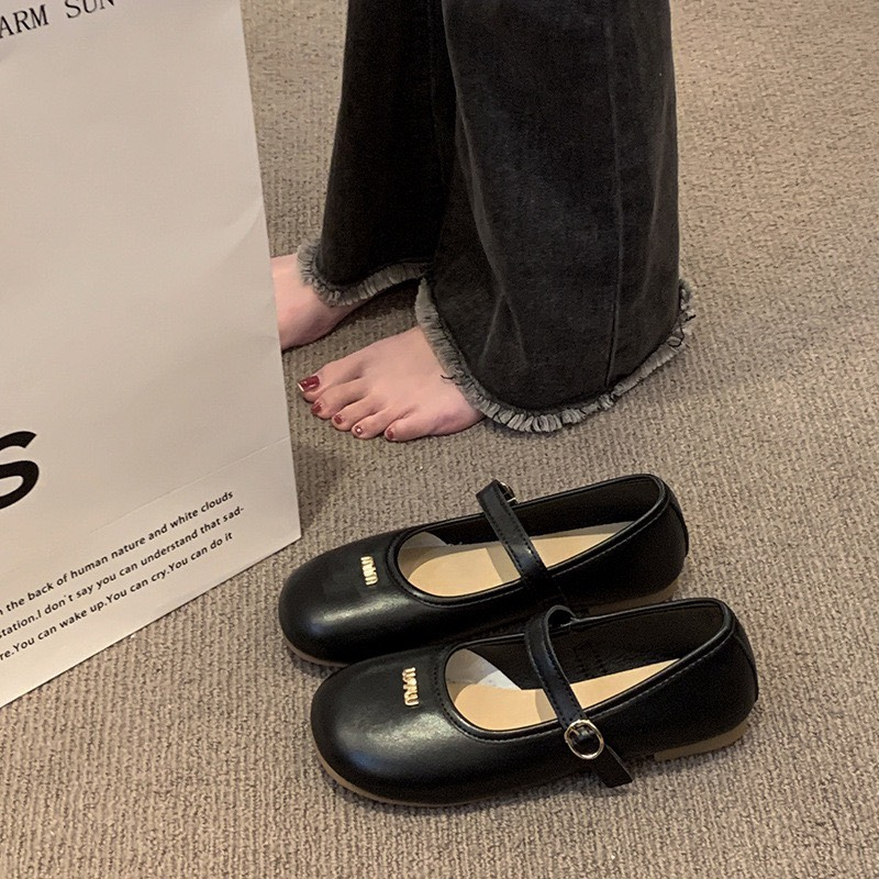 Giày bệt mũi tròn nữ chất da pu 2 màu cực êm mã B22