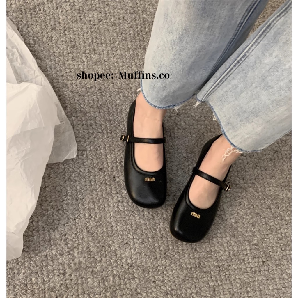 Giày bệt mũi tròn nữ chất da pu 2 màu cực êm mã B22