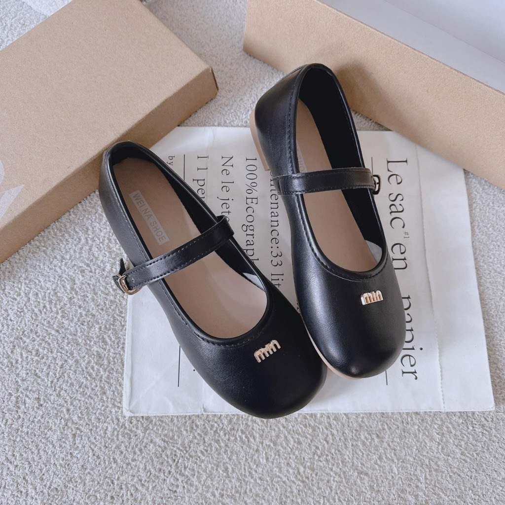 Giày bệt mũi tròn nữ chất da pu 2 màu cực êm mã B22