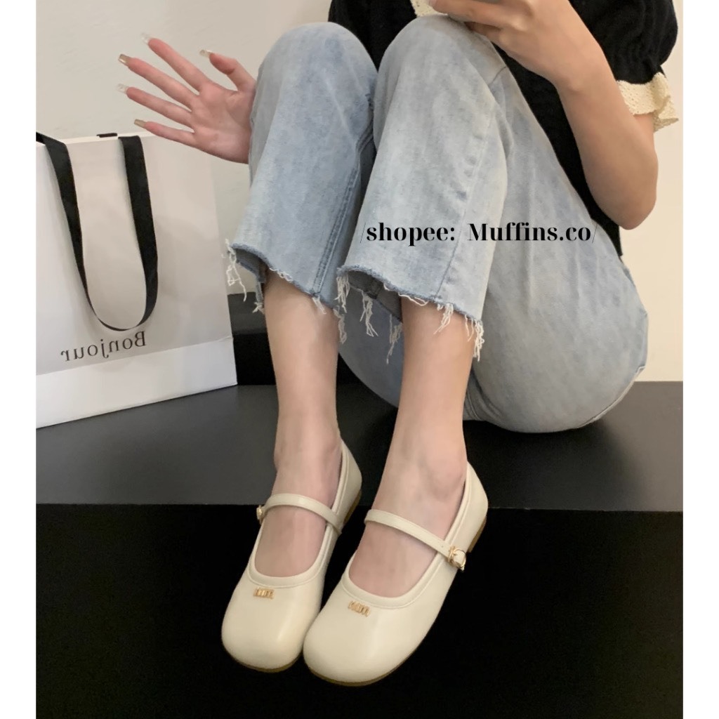 Giày bệt mũi tròn nữ chất da pu 2 màu cực êm mã B22