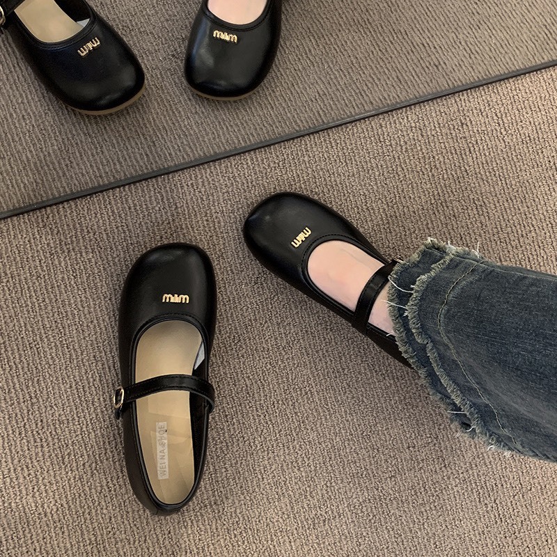 Giày bệt mũi tròn nữ chất da pu 2 màu cực êm mã B22