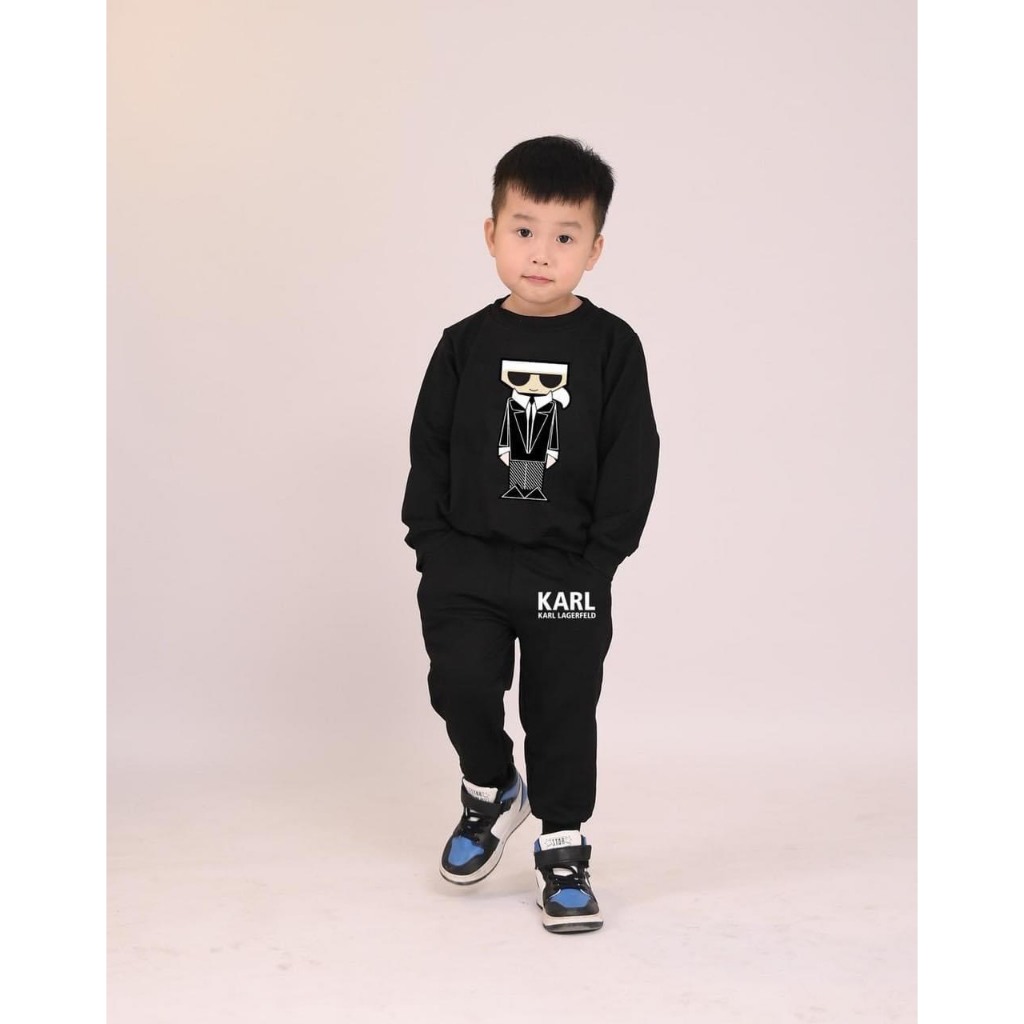 Bộ nỉ KARL thể thao màu đen cho bé trai mới nhất mùa đông năm nay  SHOP BOMBOM KIDS