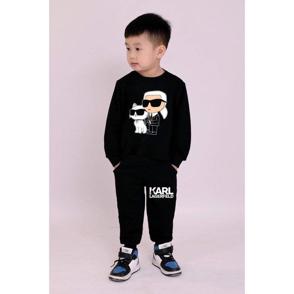 Bộ nỉ KARL thể thao màu đen cho bé trai mới nhất mùa đông năm nay  SHOP BOMBOM KIDS