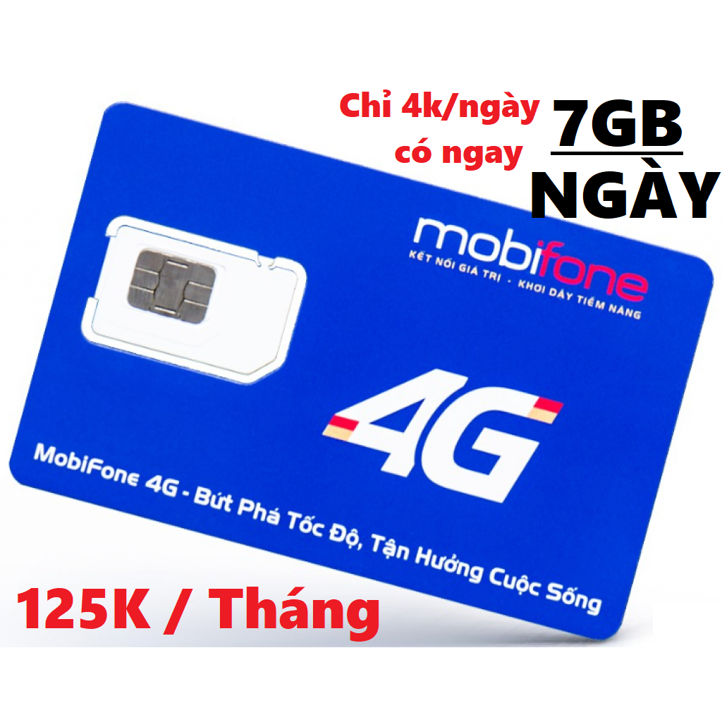 SIM DATA PHÁT WIFI 4G - SIM MOBIFONE TỐC ĐỘ CAO GÓI BIGMEE CÓ 7GB/NGÀY  GIA HẠN 125K