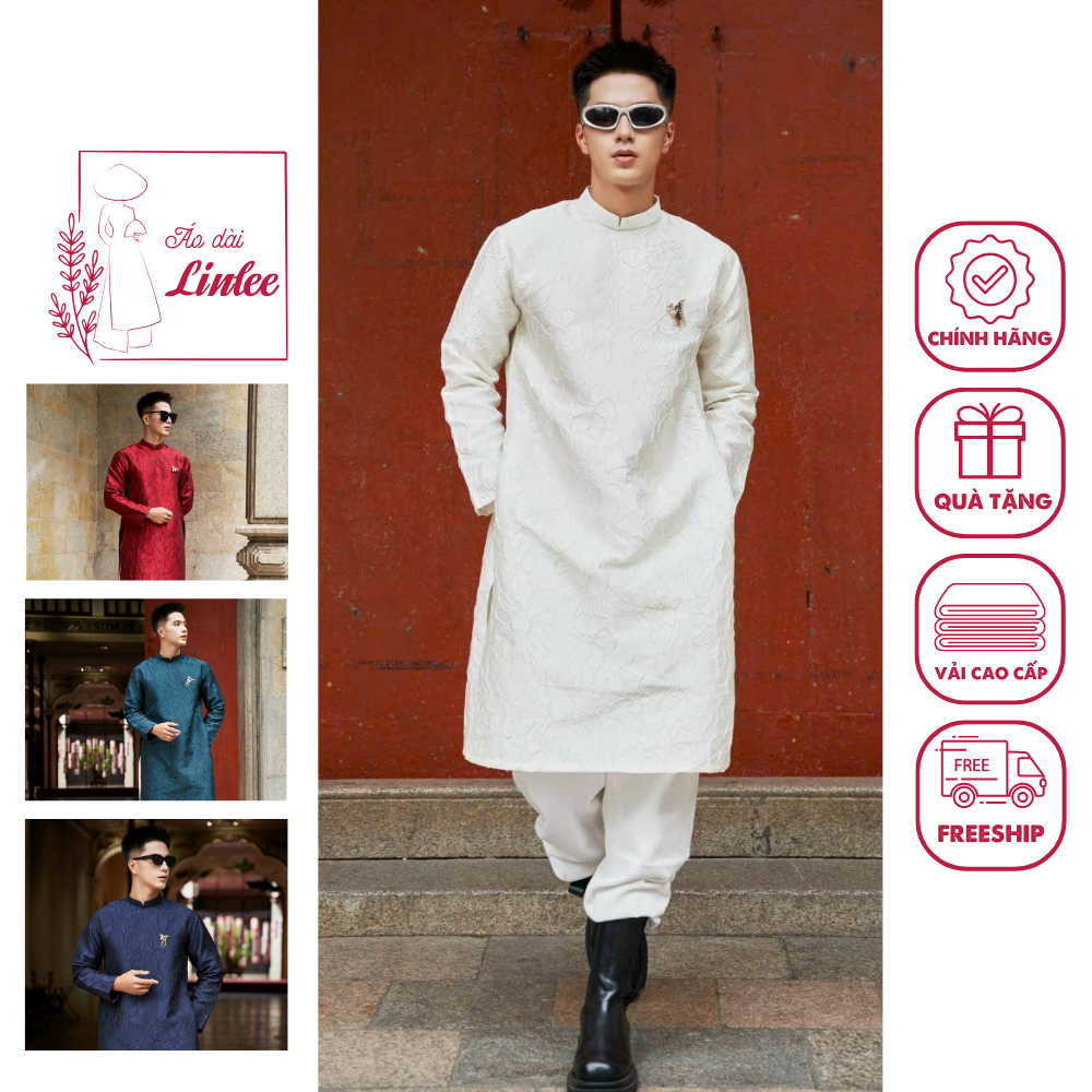 Áo dài nam chất liệu Tafta vân hoa - Áo Dài Linlee - AD17